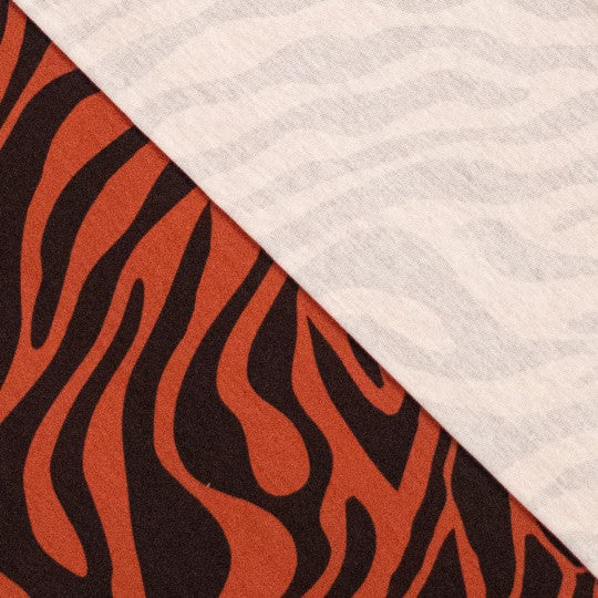 French Terry Zebra Wild Lines | Orange & Dunkelbraun