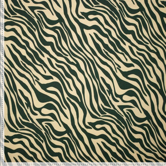 French Terry Zebra Wild Lines | Tannengrün & Eisblau