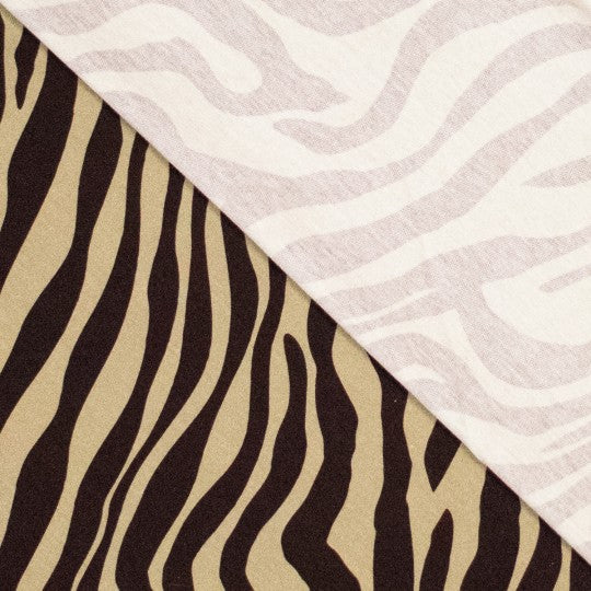 French Terry Zebra Wild Lines | Mahagoni & Natur