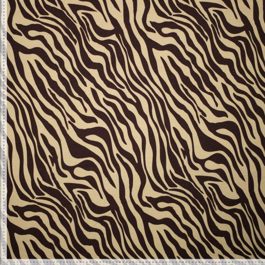French Terry Zebra Wild Lines | Mahagoni & Natur