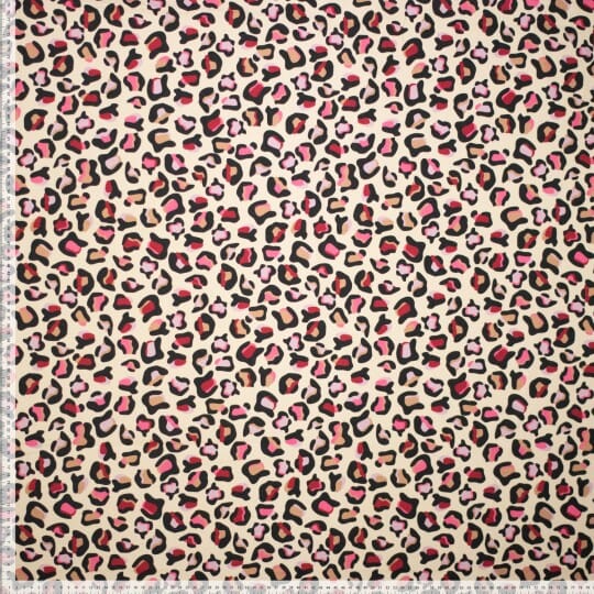 Cotton Canvas Leoprint - Multicolor Pink Natur Fadenwunsch 