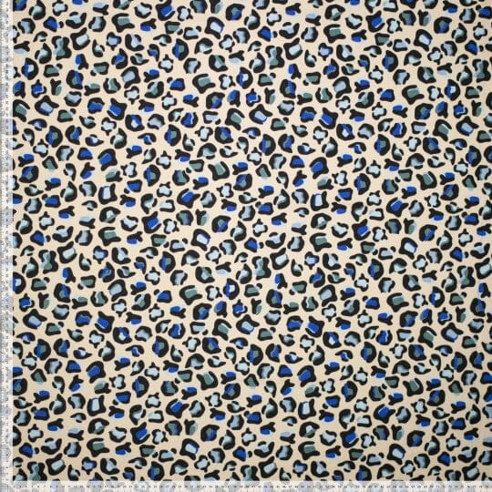 Cotton Canvas Leoprint - Multicolor Blau Natur Fadenwunsch 