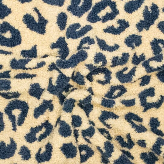 Teddy Jacquard Leoprint – Jeansblau Fadenwunsch 
