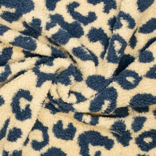 Teddy Jacquard Leoprint – Jeansblau Fadenwunsch 