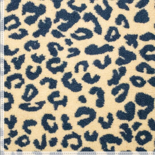 Teddy Jacquard Leoprint – Jeansblau Fadenwunsch 