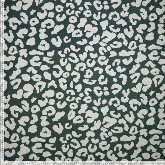Cotton Canvas Leoprint - Tannengrün Eisblau