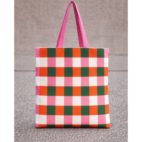 Christmas Canvas Karo - Grün Pink Orange Fadenwunsch 
