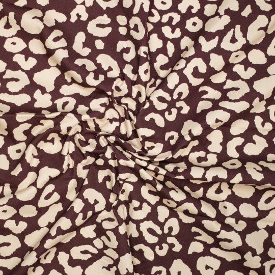 Cotton Canvas Leoprint - Red Mahogany Creme