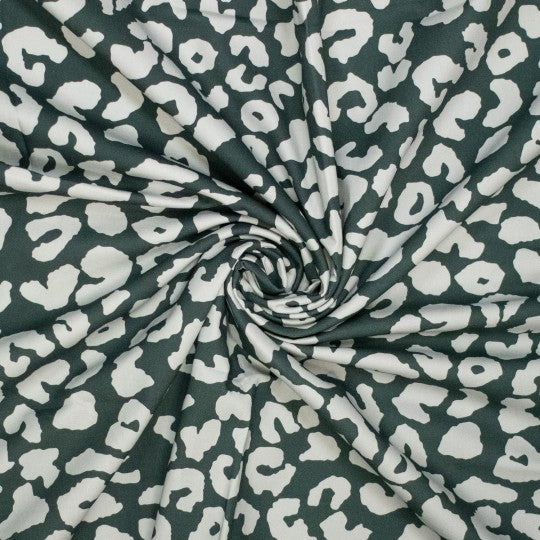 Cotton Canvas Leoprint - Tannengrün Eisblau