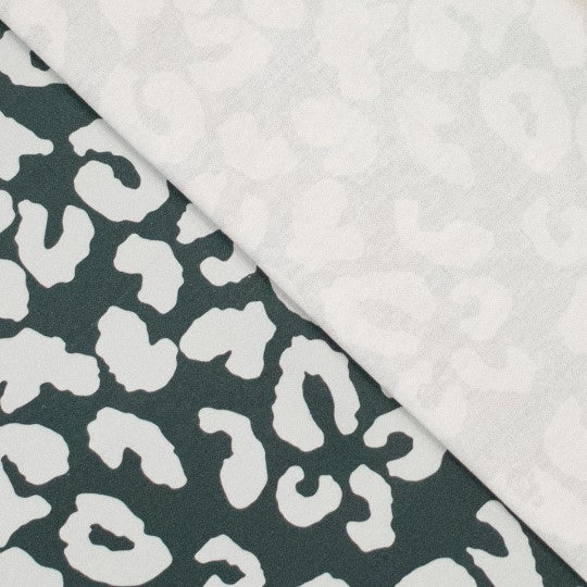 Cotton Canvas Leoprint - Tannengrün Eisblau