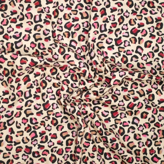 Cotton Canvas Leoprint - Multicolor Pink Natur Fadenwunsch 
