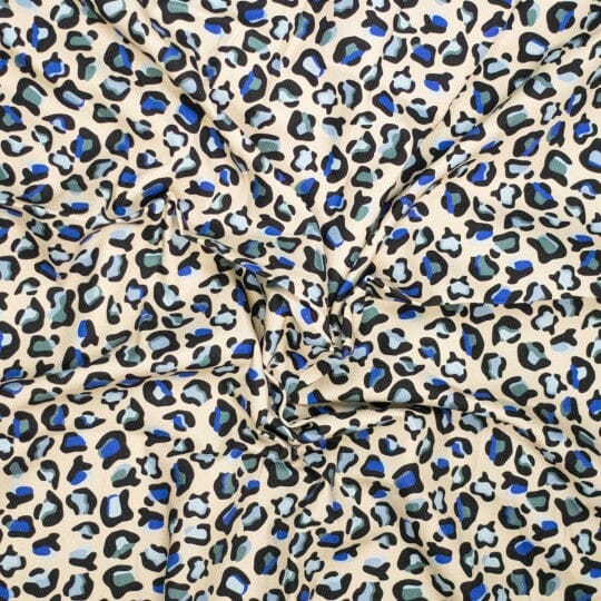 Cotton Canvas Leoprint - Multicolor Blau Natur Fadenwunsch 
