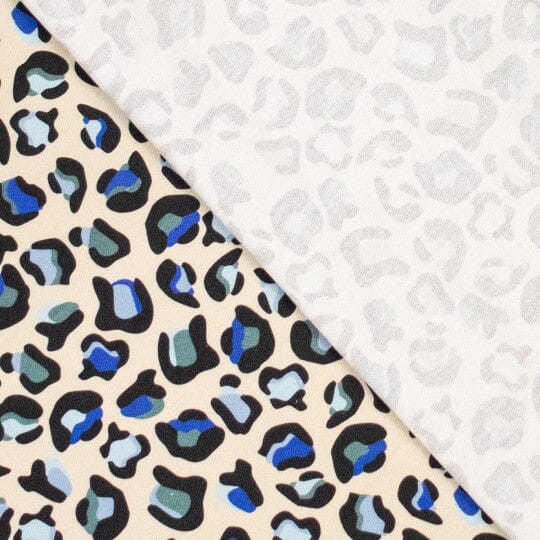 Cotton Canvas Leoprint - Multicolor Blau Natur Fadenwunsch 
