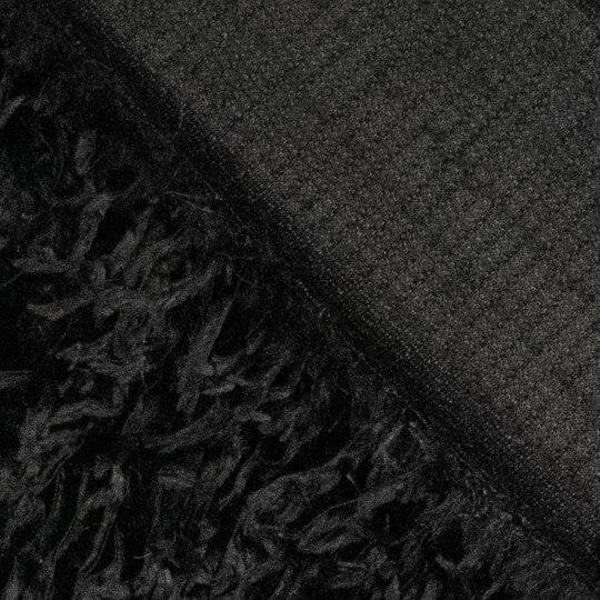 Plüsch-Strickstoff Federoptik | Schwarz Fadenwunsch 