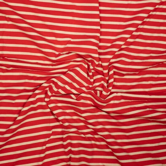 Jersey Streifen „Ilja“ – Rot & Creme Fadenwunsch 