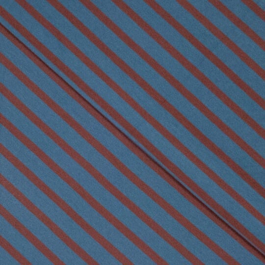 Jersey Streifen „Ilja“ – Red Mahagony & Jeansblau Fadenwunsch 