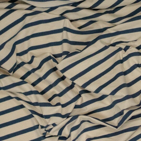 Jersey Streifen „Ilja“ – Dunkelblau & Creme Fadenwunsch 
