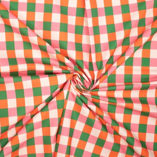 Christmas Canvas Karo - Grün Pink Orange Fadenwunsch 
