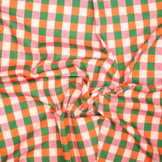 Christmas Canvas Karo - Grün Pink Orange Fadenwunsch 