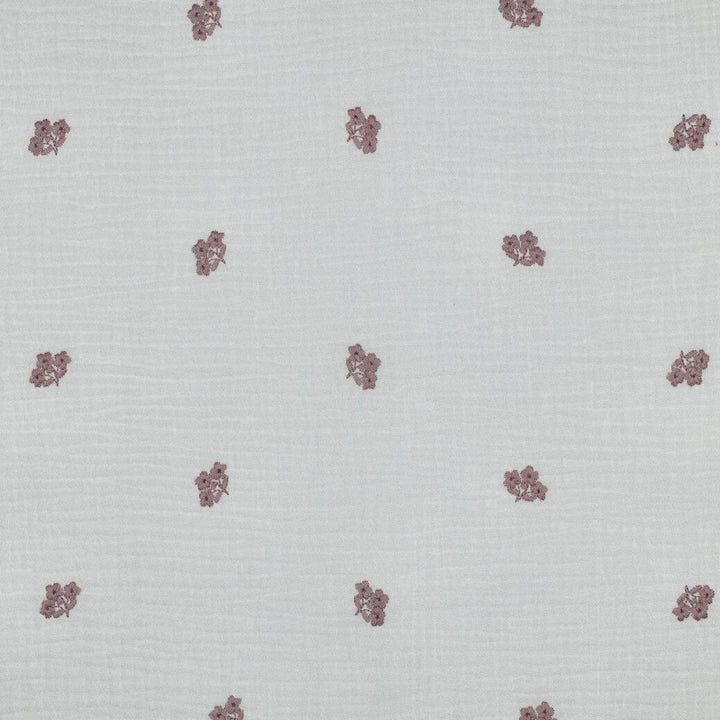 Bestickter Musselin - Blumen Weiß & Altrosa Fadenwunsch 