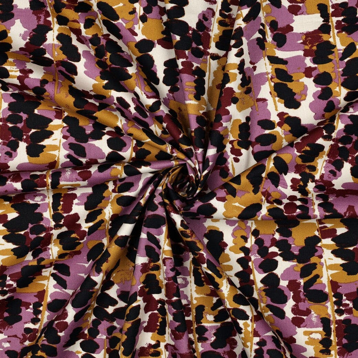 Baumwolle Viskose - Abstract Bordeauxrot Poppy 