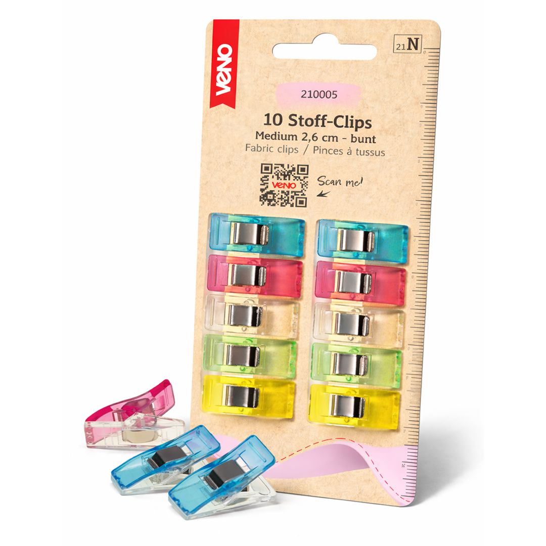 Stoff-Clips | 10 Stück |Bunt Fadenwunsch 