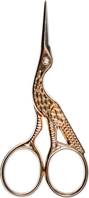 Stickschere Storch | 9cm | Gold Fadenwunsch 