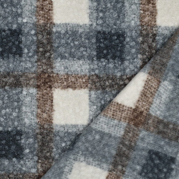 Bouclé Karo Blau – Weicher Karostoff in Bouclé-Optik Poppy 