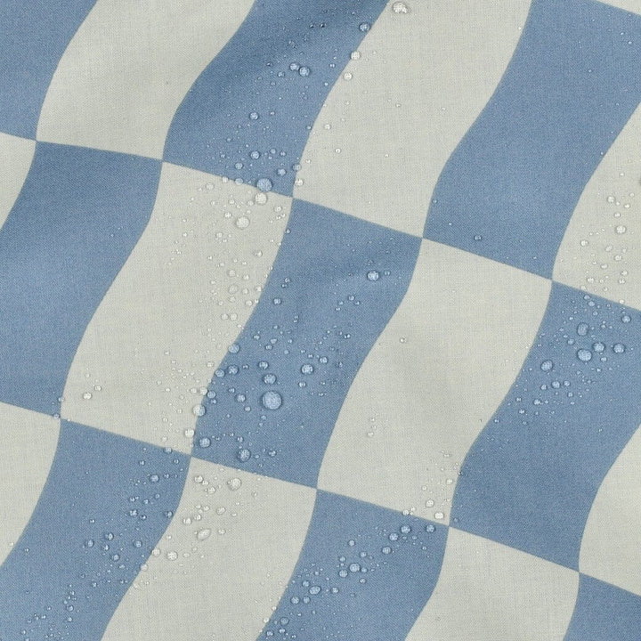 Beschichtete Baumwolle „Wave Karo Blau“ – wasserabweisender Popeline Stoff Fadenwunsch 
