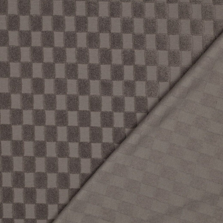Frottee Stoff mit Karomuster – Taupe | Baumwolle Fadenwunsch 