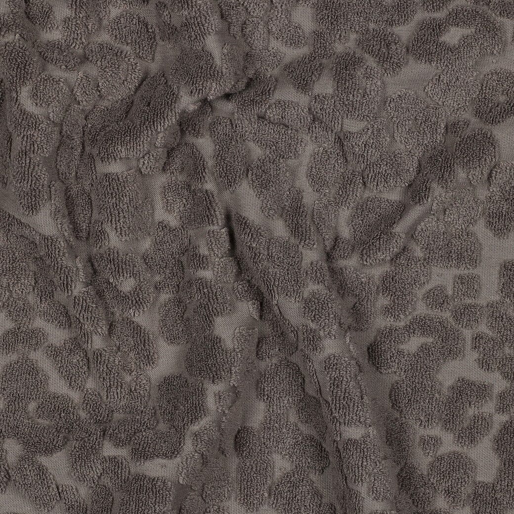 Frottee Stoff mit Leo Print – Taupe | Baumwolle Fadenwunsch 