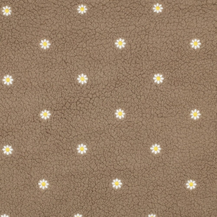 Teddystoff mit Blumenstickerei - Taupe Fadenwunsch 