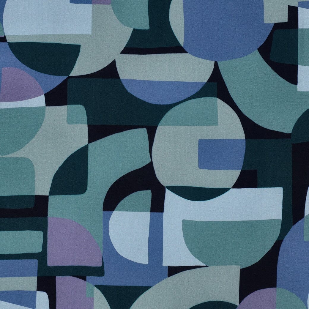 Viskose Retro Shapes Grün | Poppy Kollektion Poppy 