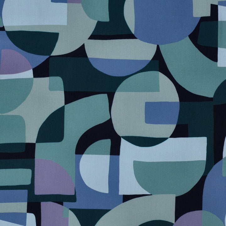 Viskose Retro Shapes Grün | Poppy Kollektion Poppy 