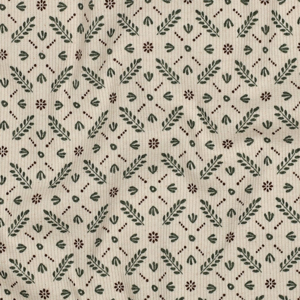 Bio Rib Jersey Blumen Natural Fadenwunsch 