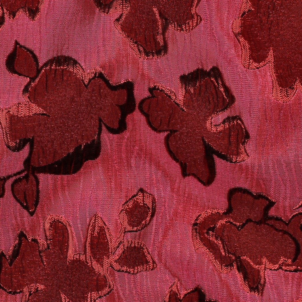 Jacquard Blumenstoff Rot Pink – Gewebter Strukturstoff mit Blüten Poppy 
