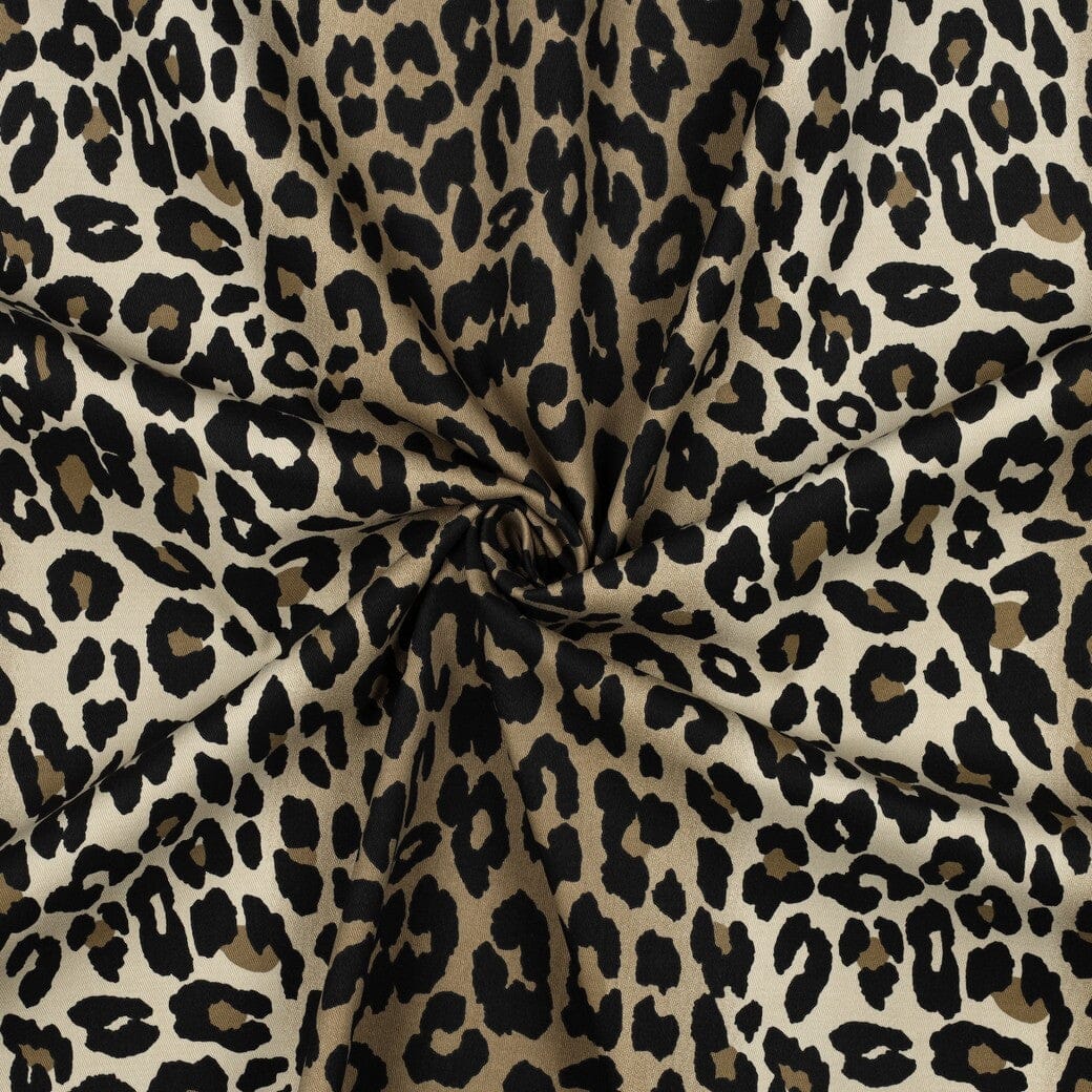 Baumwoll Twill Stretch – Leoprint Braun Poppy 