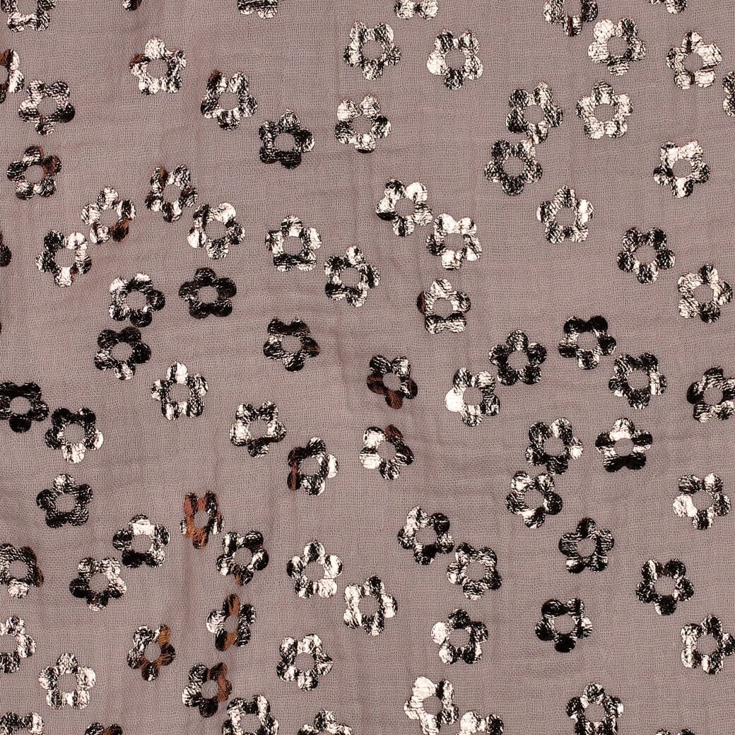 Musselin Blumen Altrosa – Baumwoll Musselin mit Folienprint Poppy 