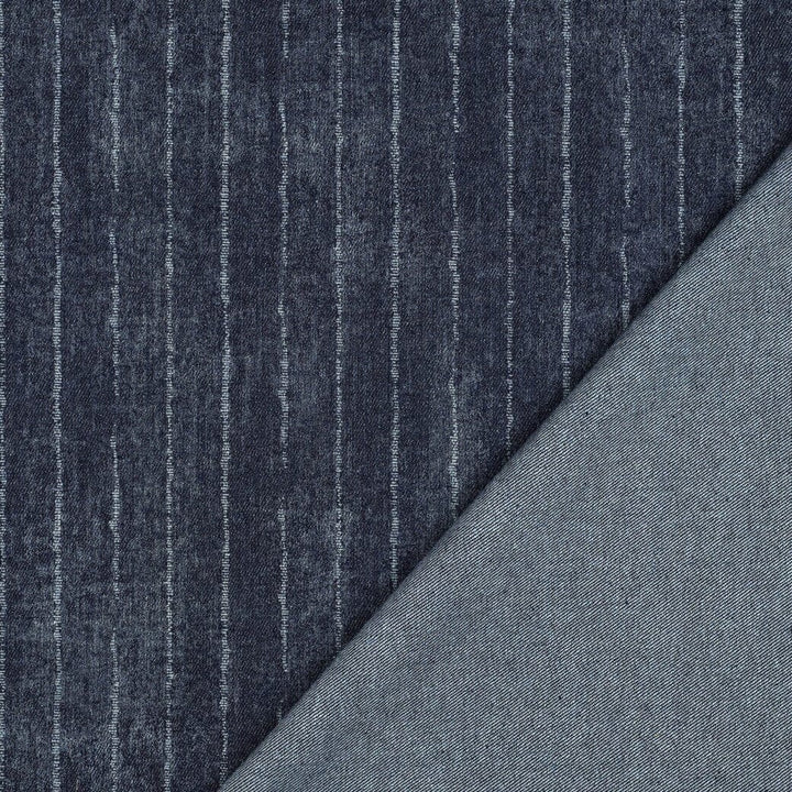 Denim Streifen Indigo – Jeansstoff mit feinen Nadelstreifen Poppy 