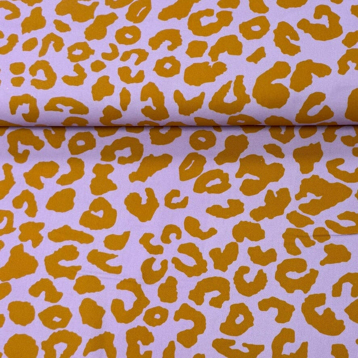 Cotton Canvas Leoprint - Flieder Ocker Fadenwunsch 