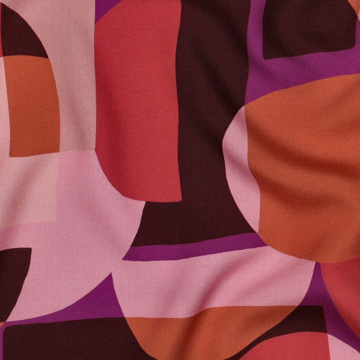 Viskose Retro Shapes Rosa | Poppy Kollektion Poppy 