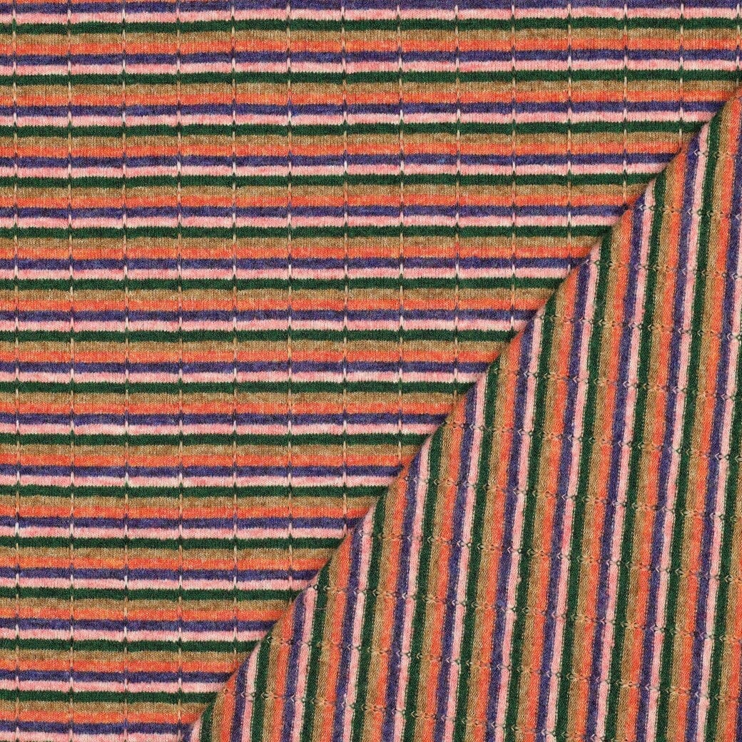 Strick Jacquard Streifen Mehrfarbig – Weicher Strickstoff mit Wollanteil Poppy 