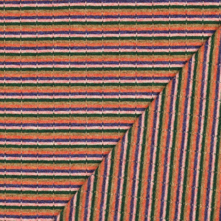 Strick Jacquard Streifen Mehrfarbig – Weicher Strickstoff mit Wollanteil Poppy 