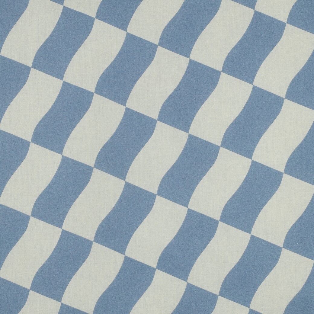 Beschichtete Baumwolle „Wave Karo Blau“ – wasserabweisender Popeline Stoff Fadenwunsch 