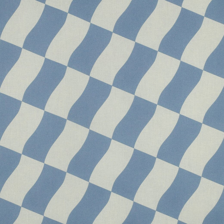 Beschichtete Baumwolle „Wave Karo Blau“ – wasserabweisender Popeline Stoff Fadenwunsch 