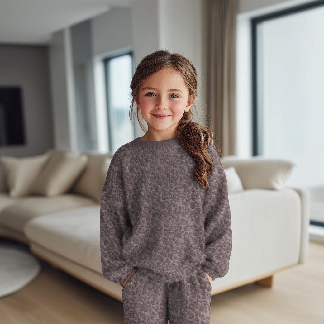 Frottee Stoff mit Leo Print – Taupe | Baumwolle Fadenwunsch 