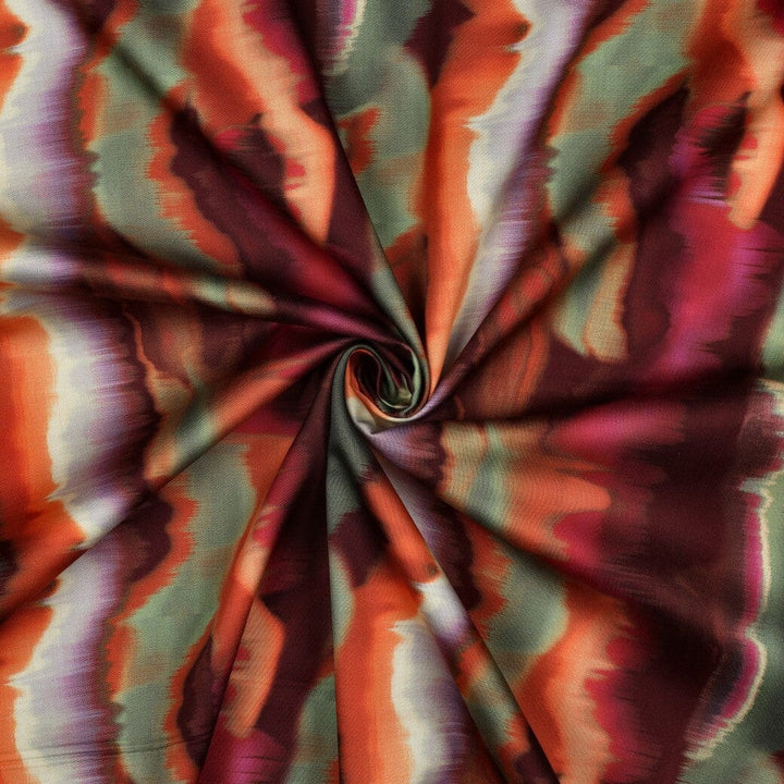 Baumwollsatin Farbverlauf Bordeaux – Abstraktes Streifendesign Poppy 
