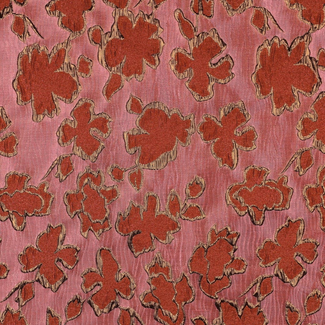 Jacquard Blumenstoff Rosa Rost – Gewebter Strukturstoff mit Blumen Poppy 