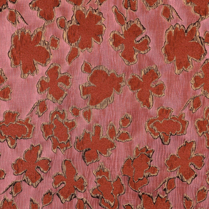 Jacquard Blumenstoff Rosa Rost – Gewebter Strukturstoff mit Blumen Poppy 