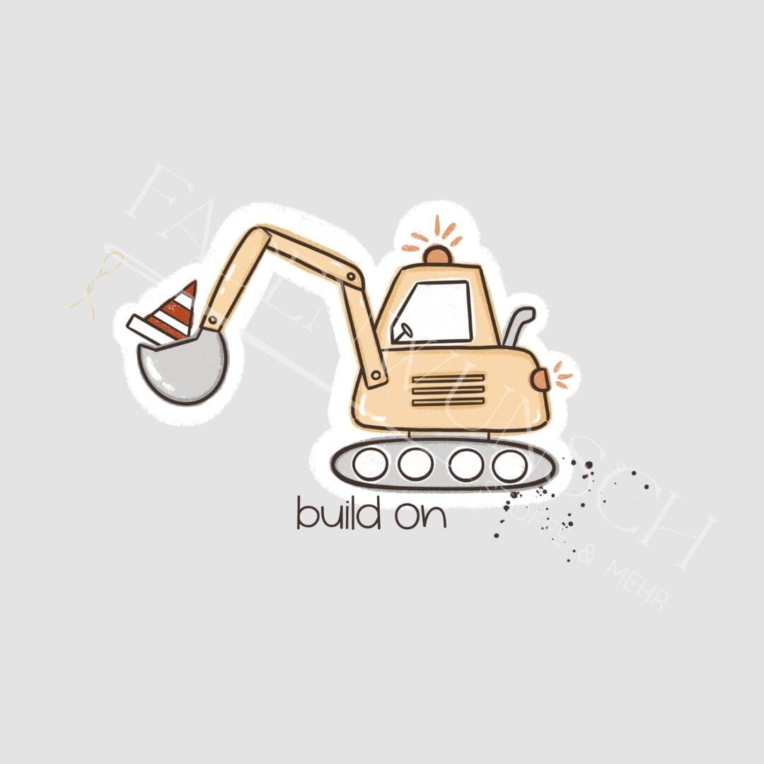 Vorbestellung | Bügelbild "Build On - Bagger gelb" fadenwunsch 